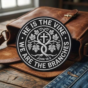 Custom Christian Embroidery Patch He Is The Vine Patch Bible Verse Patch Religious Patch Iron On Patch Faith Gift