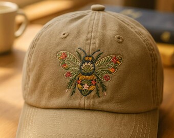 Flowered Mushroom Garden Embroidered Bee Dad Hat - Etsy Canada display picture 2