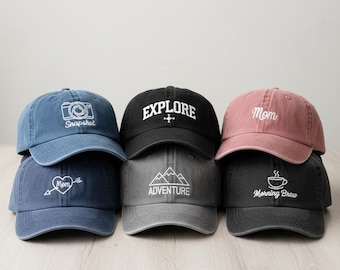 Personalized Trucker Baseball Hat, Custom Text Embroidered Logo, Vintage Retro Style, Unisex Gift