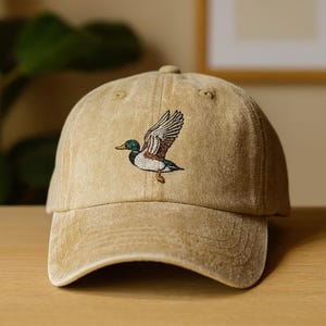 Embroidered Duck Hat, Mallard Bird Dad Cap, Nature Lover Gift, Hunting Fishing Baseball Cap