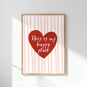 Happy Place Red Heart Quote Print: Cozy Home Decor (Digital Download)