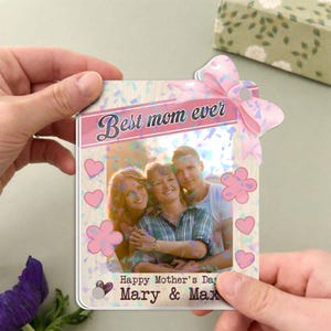 Imán de nevera acrílico con marco de fotos "La mejor mamá del mundo", para exhibir fotos, regalo para el Día de la Madre.