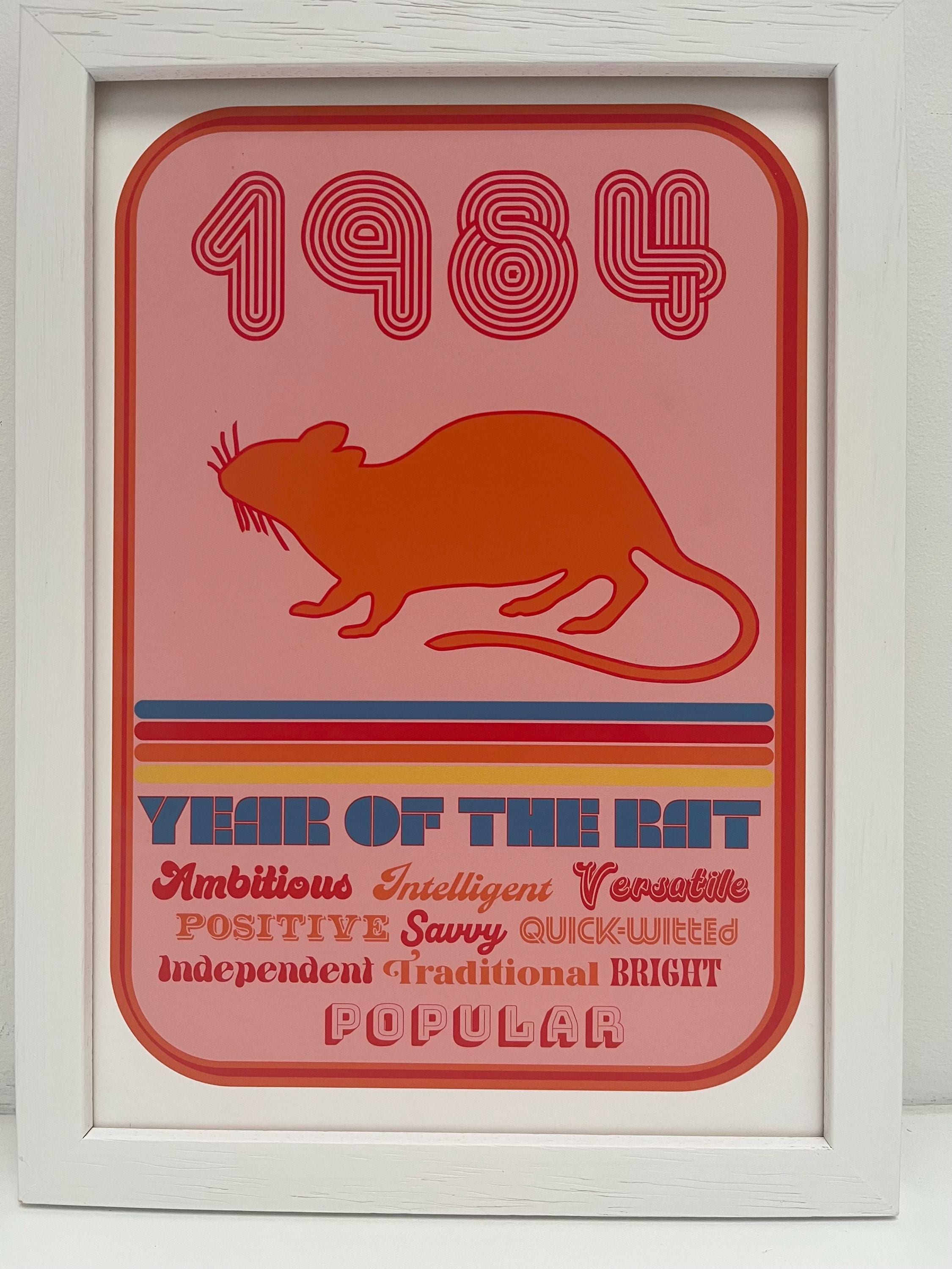 1984 Year of the Rat Print | Retro Chinese Zodiac Wall Art - Etsy