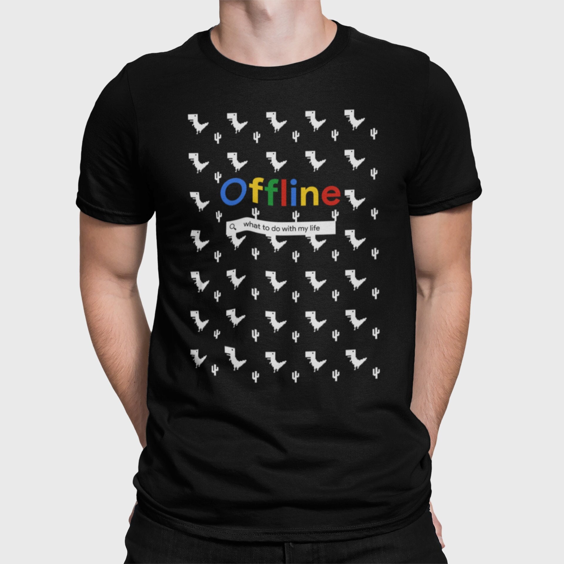 You Are Offline T-Rex [Dino Run] Pixel Art Dinosaur Game Premium T-Shirt