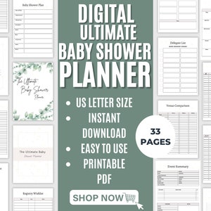 The Ultimate Baby Shower Planner | Baby Shower Planning | Baby shower Checklist |Guest List | Budget Tracker |Gift Tracker |Digital Download