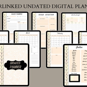 Undated Digital Planner, Undated Goodnotes Planner, Monthly Goodnotes Planner, Weekly reflection, Daily digital Planner, Minimalist Planner