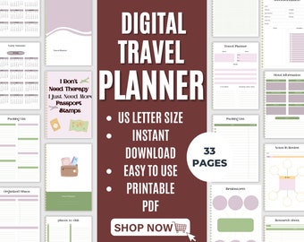 Printable Travel Planner | Vacation Itinerary, Organizer (PDF)
