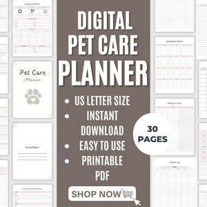 Pet Planner | Pet Sitter Planner | Pet Care Planner | Pet Sitter Schedule | Pet Monthly Journal | Pet Care Binder | Printable Planner | pdf