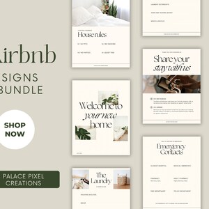 AirBnb Signs Bundle | Airbnb Signage | Signs for Rental Home | Wifi Sign | Airbnb Welcome Book | Check out list | Airbnb Host | Simple Signs