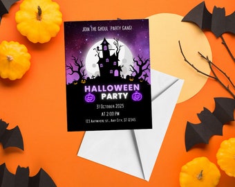 Bearbeitbare gruselige Halloween Party-Einladung (Digitaler Download)