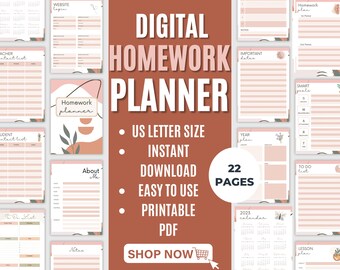 Printable Homework Planner | US Letter Size (Digital Download)