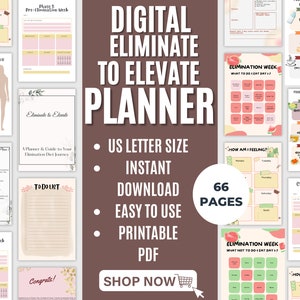 Eliminate to Elevate Diet Planner and Guide | Digital Download | Fitness Planner | Diet Planner | Weight Loss Tracker | Healthy Eating Guide