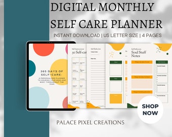 Monthly Self-Care Planner | Reflections, Challenges, Goals (Digital Download)