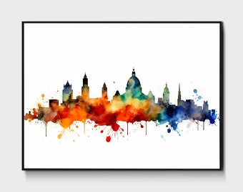 Madrid Skyline Poster, Leinwand, Gemälde, Kunstdruck, Stadtbild, Dekoration