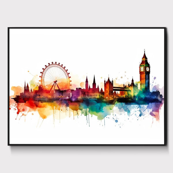 Poster de l'horizon de Londres, Toile, Peinture, Impression artistique, Paysage urbain, Décoration