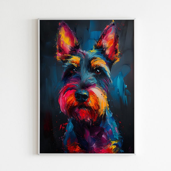 Affiche Aquarelle Chien Terrier Ecossais, Toile, Impression, Pop Art, Cadeau d'amant de chien, Art mural, Décorations, Cadeau Papa Maman