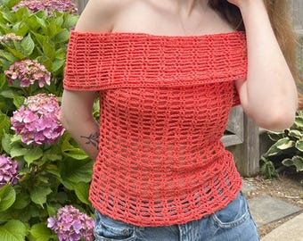 Serenity Mesh Top Crochet Pattern | Off Shoulder Summer Top | Reversible Made to Measure Mesh Blouse PDF