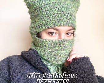 Kitty Balaclava Crochet Pattern PDF | Cat Ear Balaclava | Hood Crochet Pattern | Crochet Ski Mask | Cat Beanie
