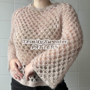 Padrão de crochê para suéter Trinity, suéter com ponto de vovó, suéter de malha aconchegante, projeto de blusa de crochê fácil para iniciantes, pulôver de crochê