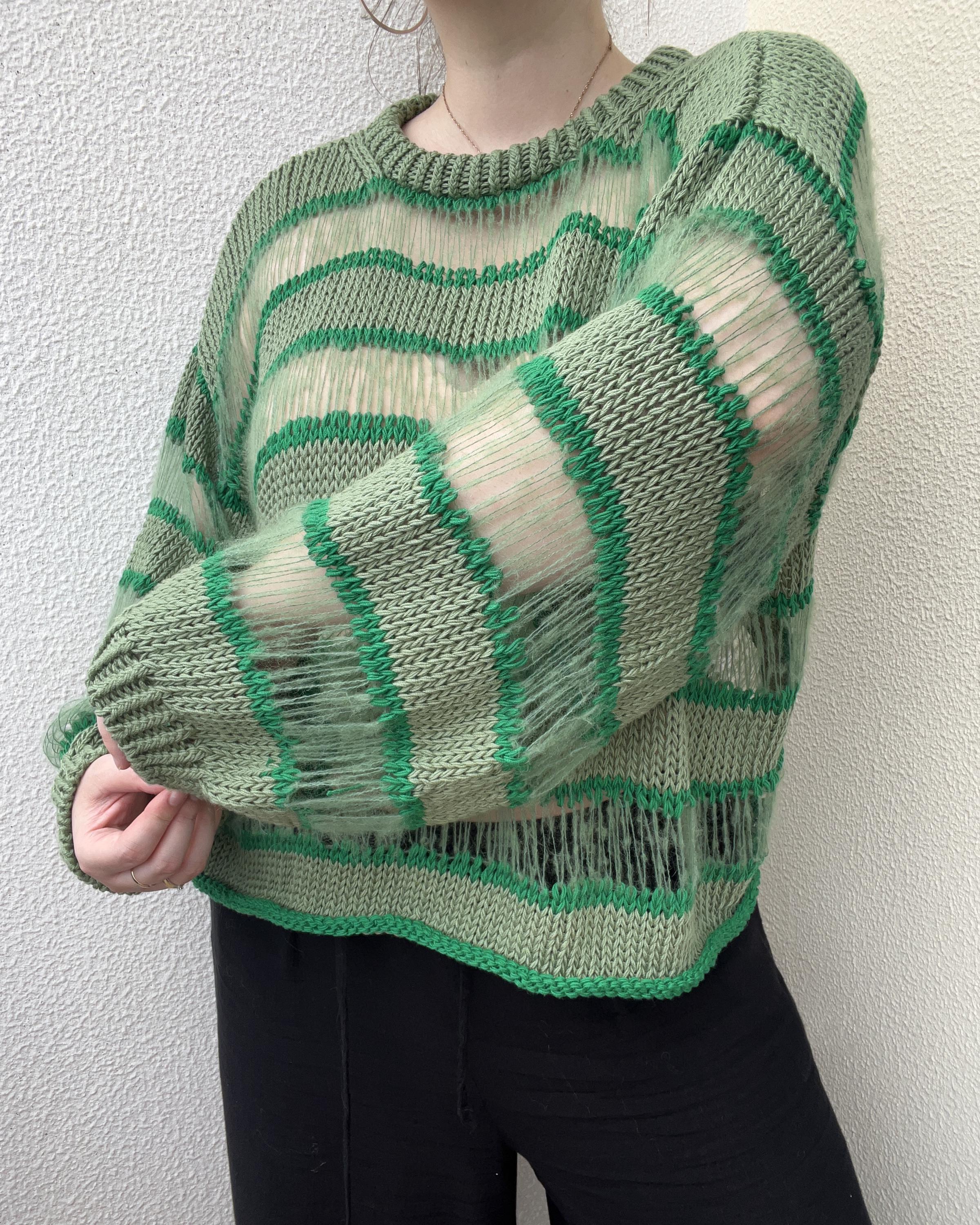 Pixie Sweater Knitting Pattern PDF | Mesh Knit Sweater | Striped ...