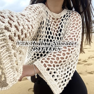 Y2K Hollow Sweater Crochet Pattern Mesh Sweater Easy Y2K Hollow Sweater Crochet Pattern Mesh Sweater Easy