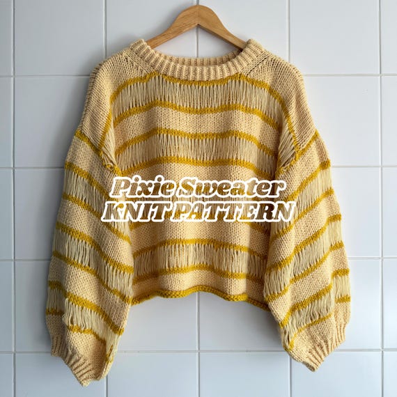 Pixie Sweater Knitting Pattern PDF | Mesh Knit Sweater | Striped