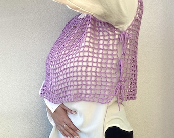 Coquette Mesh Top Crochet Pattern | Mesh Shrug & Beach Cover Up Crochet Pattern | Made to Measure Summer Vest with Tie Side Bows