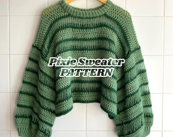 Pixie Sweater Crochet Pattern PDF | Mesh Crochet Sweater | Striped Sweater Pattern | Cozy Oversized Sweater | Beginner Friendly Crochet