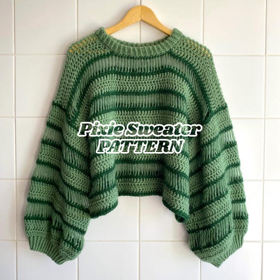 Pixie Sweater Crochet Pattern Striped Sweater Cozy Mesh