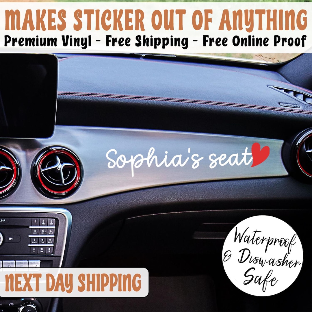 Custom Girlfriends Name Seat Sticker, Custom Name Car Vinyl Decals ...