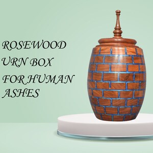 Indian Rosewood Cremation Urn: Resin Inlay, Pet/Human Ashes