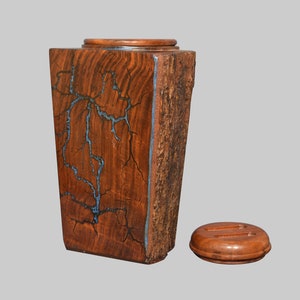 Bark Urn for human ashes, Rosewood Cremation urn box, Wooden Resin epoxy urn, Fractal Burning Urn, Decorative Urn, Urn for dad and mom