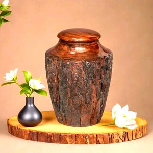 Bark Urn for human ashes Rosewood Cremation urn box Human Urn Wooden urn for human ashes Rustic Urn Luxury Urn Urn for dad and mom and more