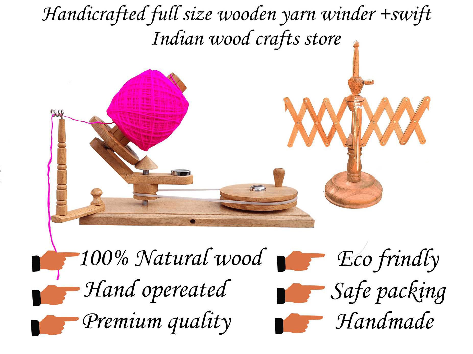 Yarn Winder Combo Yarn Swift Table to AND Wooden Yarn Winder Hand-operated Ball  Winder Large Skein Winder 