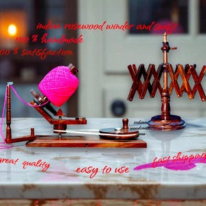 Handmade Beechwood Yarn Winder and Rosewood Swift Set: Knitting and Crochet Tool