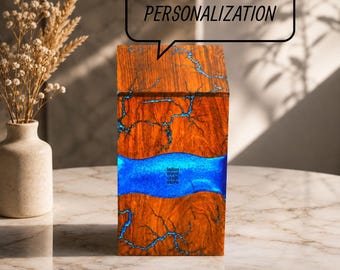 Handmade Memorial Cremation Vessel, Rustic Epoxy Keepsake, Artisan Sympathy Tribute, Adult Funeral Ashes Box