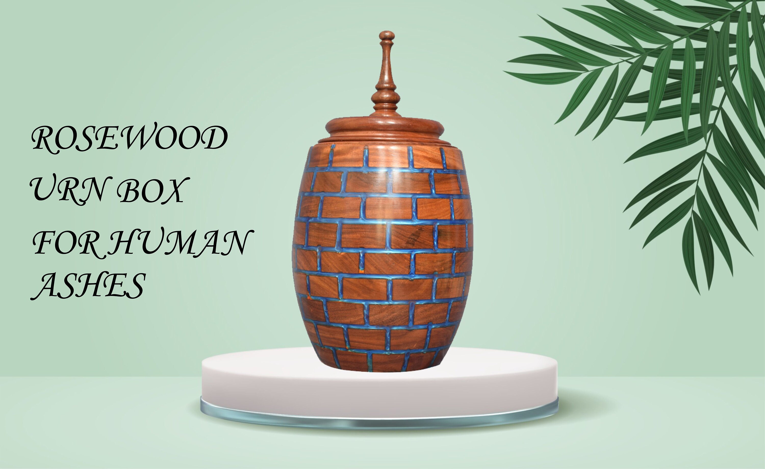 Indian Rosewood Cremation Urn: Resin Inlay, Pet/Human Ashes