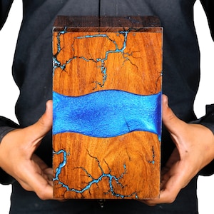 Blue Resin Cremation Urn: Rosewood Funeral Urn for Human Ashes