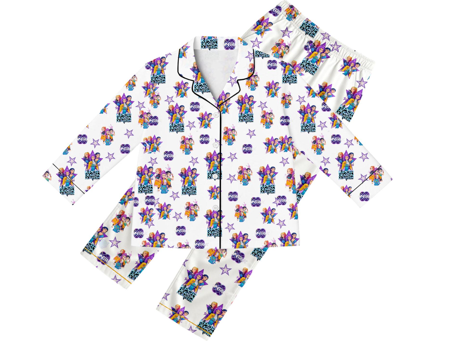 Discover Cute K-Pop Demon Hunter Kids Pajamas  Anime Cartoon Sleepwear Set, Soft Cozy Top & Pants, Kawaii Gift for Kids