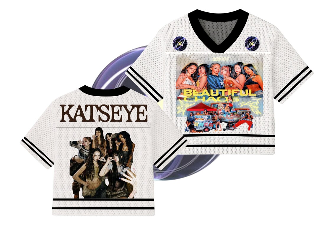 KATSEYE Beautiful Chaos Mesh Jersey, Retro Pop Band Tee, Unisex Concert