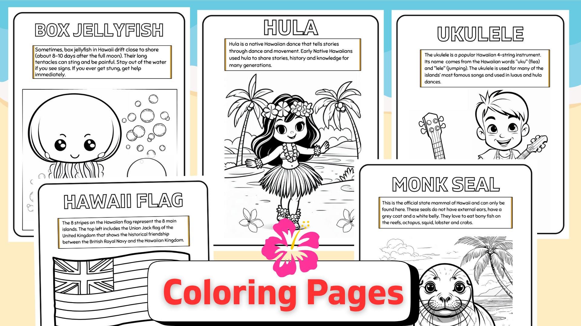 Hawaii Kids Activity Pack: Printable Games \u0026 Coloring Pages (Ages 6-12)  (Digital Download), image size:1920x1080