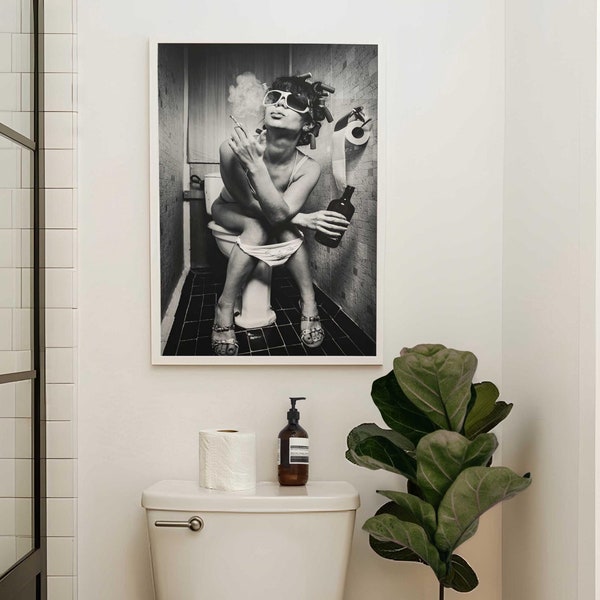 Cloakroom Party Print: Humorous Bathroom Black and White Photography