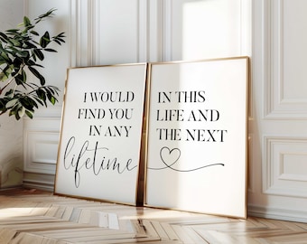 Romantic Quote Print Set: Minimalist Bedroom Wall Art