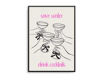 Champagne Quote Print: Funny Bar Cart Art - Kitchen & Dining Room Decor