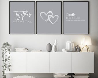Family Prints Set: Modern Gray & White Home Decor