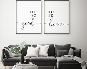It's So Good To Be Home Print Set | Living Room  Prints | Modern Black and White Prints, entryway, hallway prints