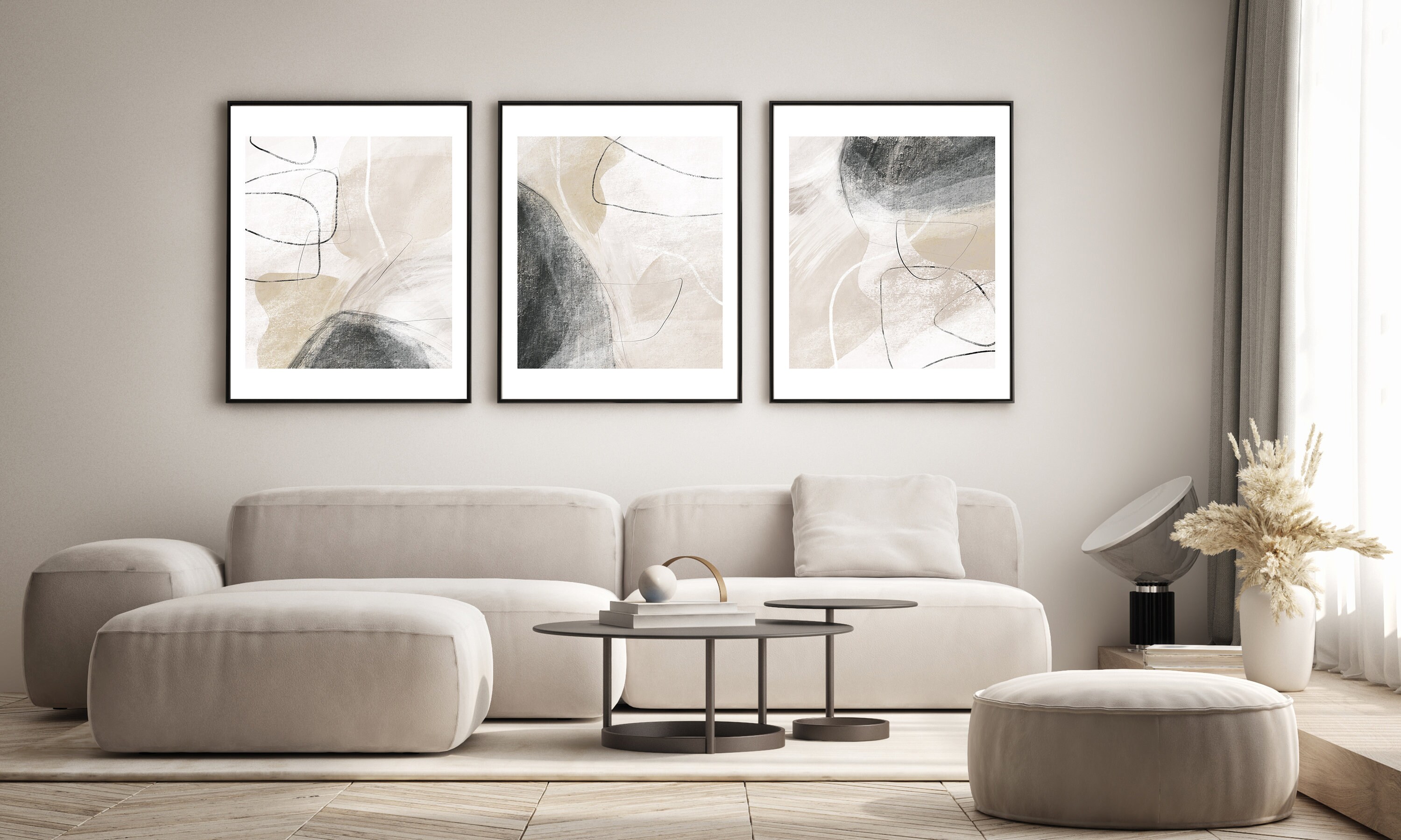 Beige Abstract Art Print Set: Modern Home Decor Trio - Etsy