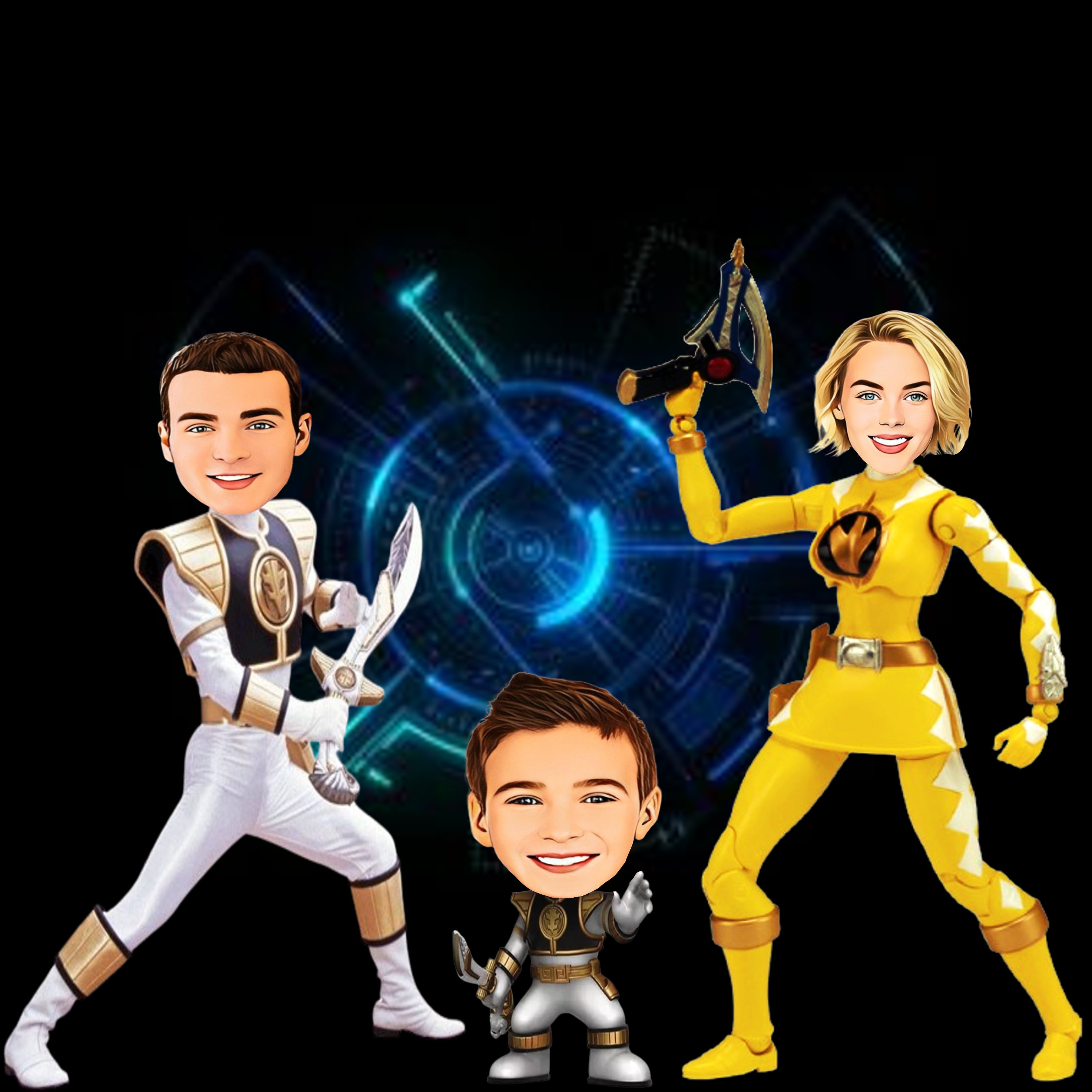 Power Rangers Family Portrait: Custom Superhero Caricature (digital ...