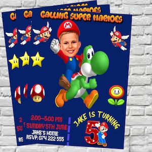 Super Mario und Luigi Digitale Geburtstagseinladung, Superhelden Einladung, Digitale Kinder Party Sofortiger Download Personalisierte Einladungskarte