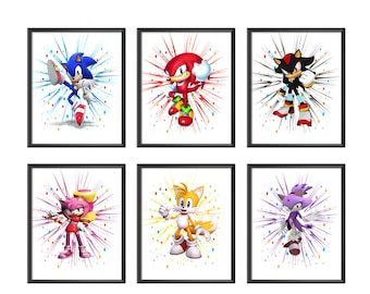 Super Sonic Digital Watercolor Art Print, Sonic the Hedgehog Wall Decor, Gamer Room Poster, Kids Bedroom Printable Art, Sonic Fan Gift